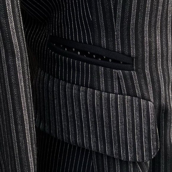 Tina Hagen VTG Wool Blazer Medium Artsy 4 Fabric Patterns Black Gray Silver Sz M - Picture 8 of 15